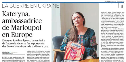 L’Ordre de Malte et l’action humanitaire en Ukraine kateryna ambassadrice de marioupole en Europe par Pierre Avril pour le Figaro
