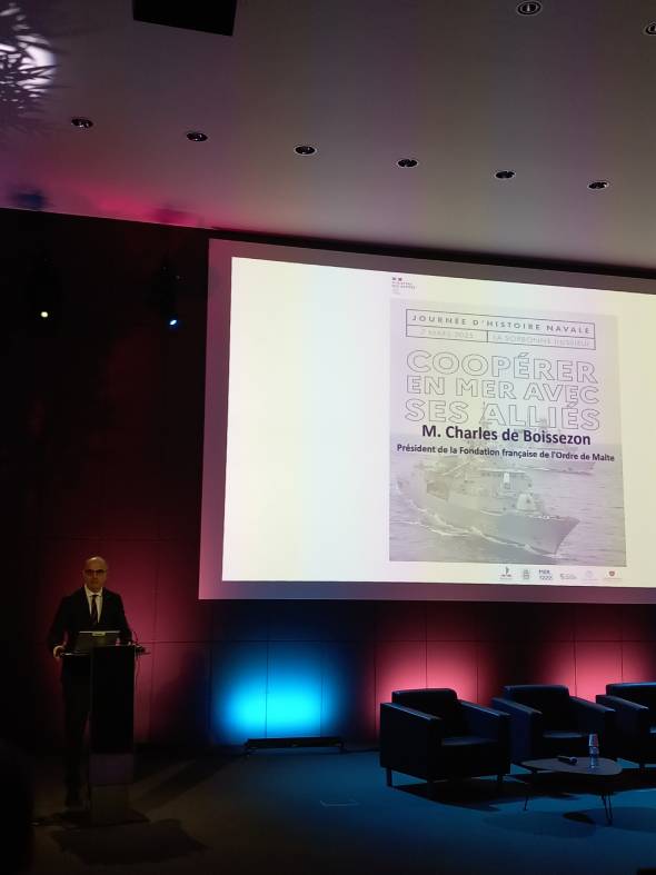 ntervention de Charles de Boissezon, Président de la Fondation Française de l’Ordre de Malte lors de la conférence marine nationale en 2025